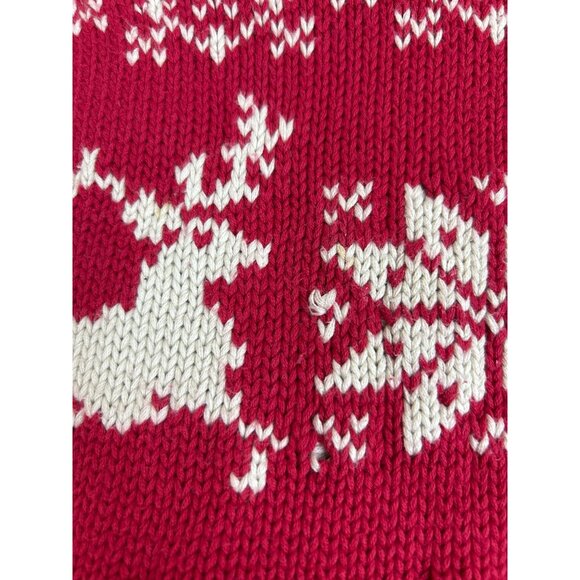 Vintage Land's End Women's Red Sweater Christmas Reindeer Snowflake Turtleneck - Picture 9 of 13